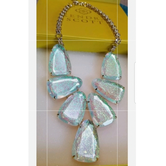 IRIDESCENT DICHROIC FOIL HARLOW NECKLACE GOLD TX - Picture 5 of 11